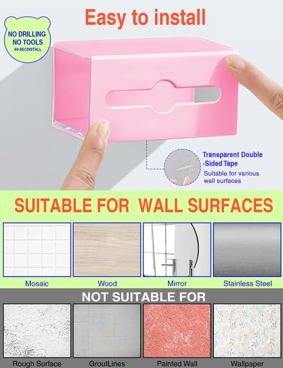 Qtip Holder for Bathroom Wall Organizer – Bathroom Decor, Dorm Room Essential, Small Q-tip Dispenser for Cotton Swabs, Balls, Pads, Floss Picks – Office Storage, Vanity Makeup Organizer(6 Pcs)