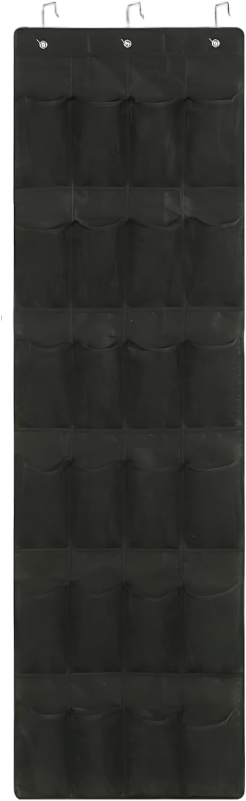 24 Mesh Pocket Over the Door Shoe Organizer Space Saving Hanging Storage Holder with Hooks 64x19 Inch Black, Shoe Hanger for Door
