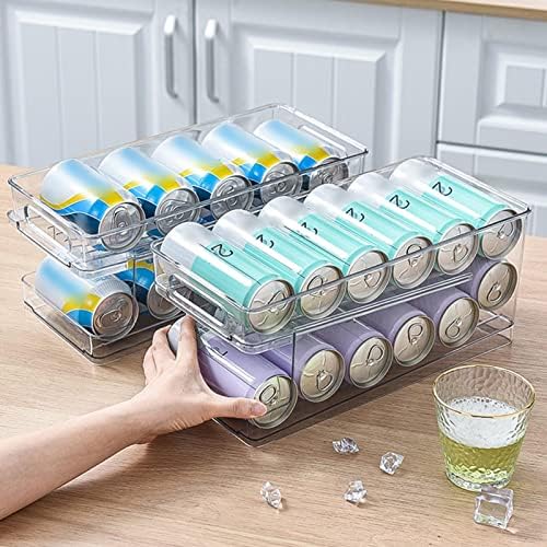 Wheels Can Holder - Car Scroll Can Holder Fridge Organiser System | Double Layer Fridge Cans Organiser | Can Dispenser for Drinks Beer Bubble Soda Storage Space 10 Cans