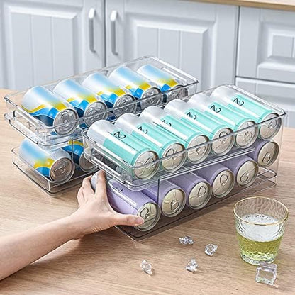 Wheels Can Holder - Car Scroll Can Holder Fridge Organiser System | Double Layer Fridge Cans Organiser | Can Dispenser for Drinks Beer Bubble Soda Storage Space 10 Cans