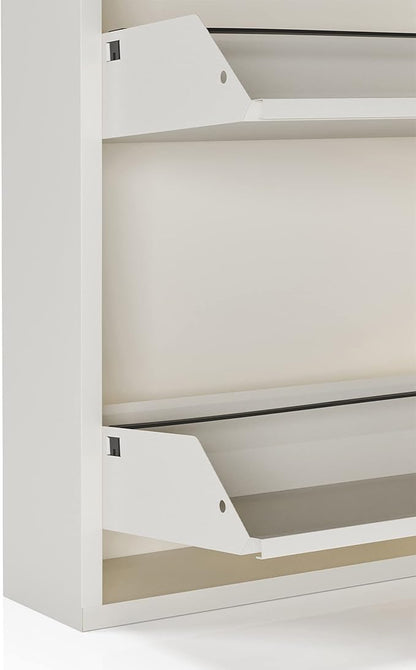 CEHA 5 Tier Metal Shoe Cabinet with Cover, Durable Shoe Storage Organizer for Entryway, Space Saving Shoe Shelf Closet, 5.91" x 66.5" x 19.68", White