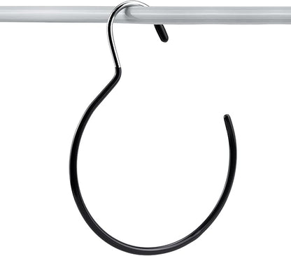 5 Pcs Scarf Ring Hangers Non-Slip Belt Holder With Hook - Organizers for Ties, Scarves, Belts, Tank Tops - Wardrobe Storage Rack Closet Accessory Hangers, Black