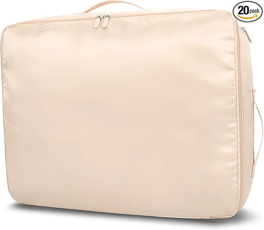 Mecolor Space Saver Compression Storage Bags, Clothes Storage, Bedding Storage, Duvet Storage, Bedding Organiser with Zipper, Pillow, Carrier Bag Storage (apricot, XL)