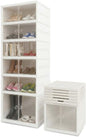 Foldable 6-Tier Shoe Rack Organizer, Large Clear Shoe Storage Cabinet with Magnetic Doors, Heavy Duty Slim Vertical Shoes Rack for Bedroom, Entryway or Garage - White (Holds 12 Pairs)