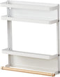 Magnetic Spice Rack Organizer Single Tier Refrigerator Spice Storage Shelf, Easy to Install The Side of The Refrigerator Can Hold spices, Jar of Olive Oil (White L)