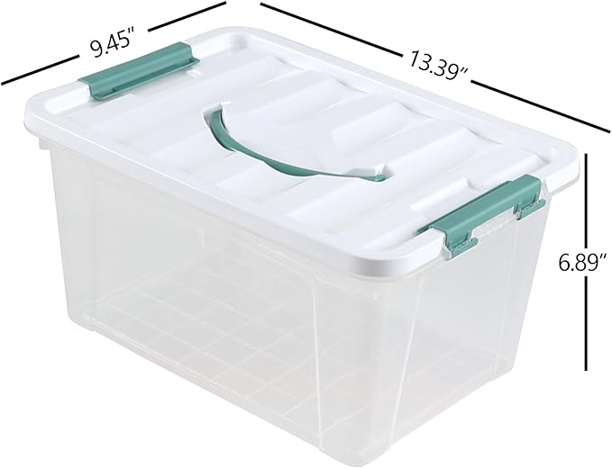 14 Quart Plastic Storage Bins with Lids, 6-Pack Stackable Clear Storage Organizing Box with Handle