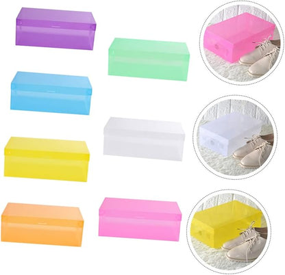 Happyyami Stackable Shoe Storage Boxes Lids 7 Pack Plastic Shoeboxes for Sneakers Cardboard Storage Cases for Home Use