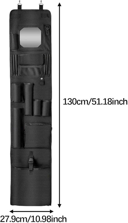 Organizer, Closet Hanging Bag, Lightweight,with Acrylic Soft Mirror Multi Pockets for Garage Office