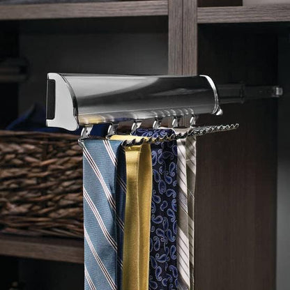TAG Hardware Designer 15 Hook Full Extension Telescopic Tie Rack Closet Organizer (Polished Chrome)