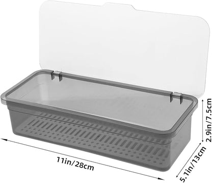 Flatware Tray With Lid And Drainer, Kitchen Utensil Organizer Cutlery Tray With Cover Tableware Utensil Holder And Cutlery Drawer Organizer