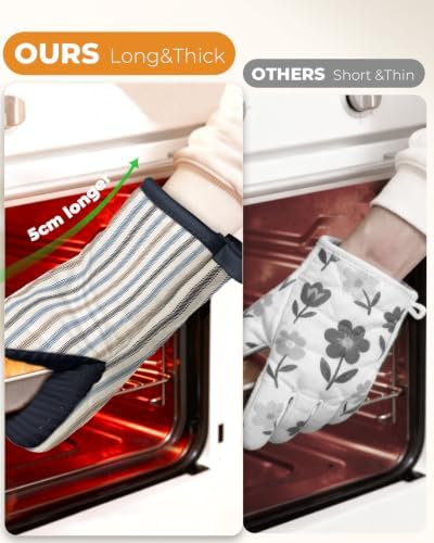 100% Thick Cotton Mini Oven Mitts Silicone Grip Colorful Stripe - Image 3