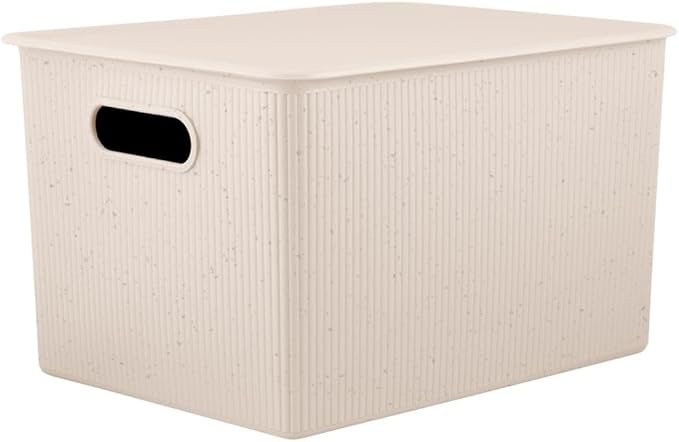 Superio Ribbed Collection - Eco-Friendly Decorative Plastic Basket Open Home Storage Bin and Lid, X-Large (1 Pack) Container Boxes for Organizing Closet Storage Bins for Shelves 22 Liter/23 Quart