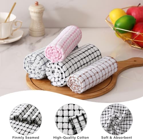 Kitinjoy Cotton 12 Pack Terry Kitchen Dish Cloths, Mix Color - Image 4