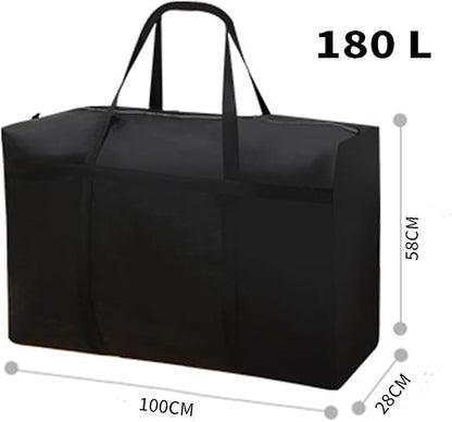 Dorm Packing Bags Black Jumbo Moving Bags Heavy Duty 180L Reusable Comforter Oxford Cloth Size Waterproof Storage Bags (2 Pack)