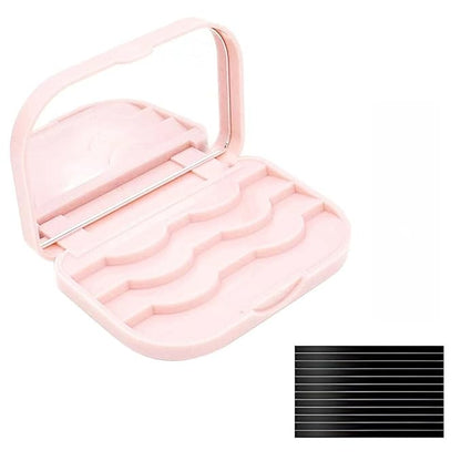 3 Tier Eyelash Storage Case Lash Dime Organizer Holder Box with Mirror Makeup Cosmetic Travel Case Empty False Lash Container (Pink)