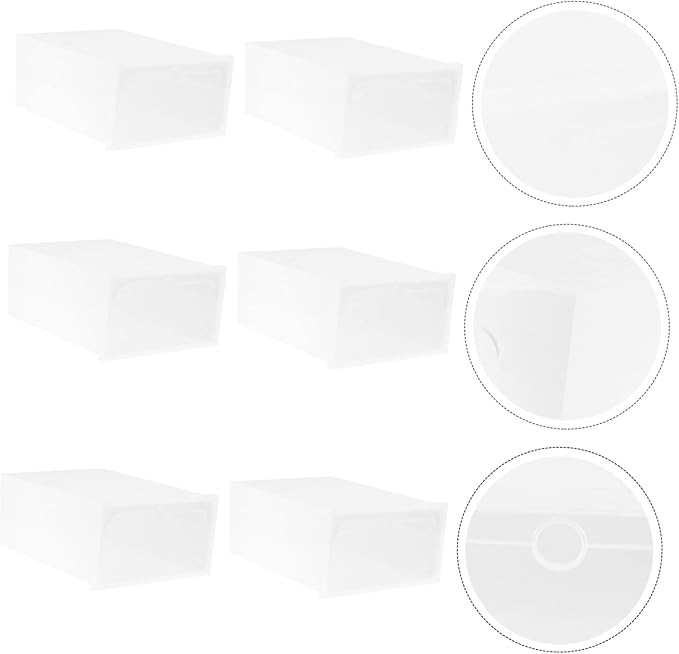 Outanaya 6pcs Stackable Shoe Storage Boxes Plastic Shoe Containers for Organized Closets Entryways and Bedrooms White