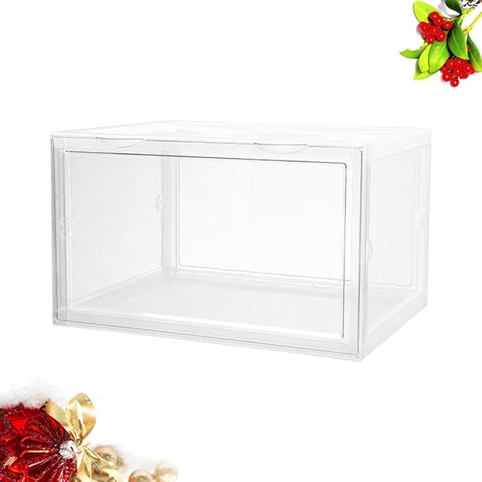 Shoe Box with Dustproof Door Buckle, Stackable Shoe Storage Container for Home and Closet Organization