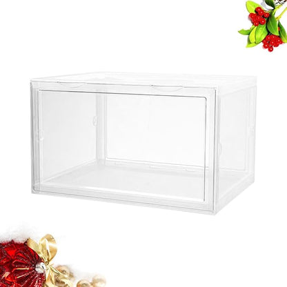 Shoe Box with Dustproof Door Buckle, Stackable Shoe Storage Container for Home and Closet Organization