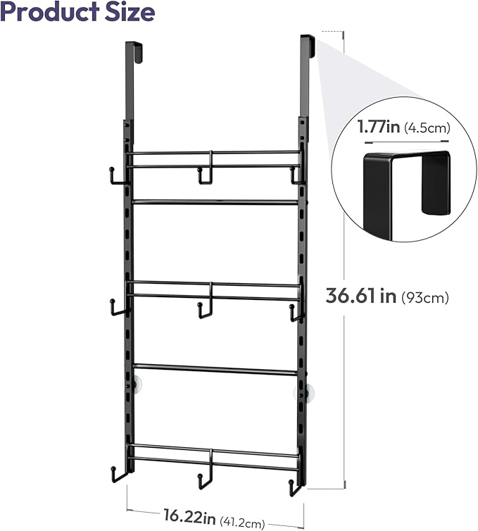 SWTYMIKI Over Door Hat Organizer - 3 Tier Metal Adjustable Wall Mounted Hat Rack with 9 Hooks Design, Hanging Baseball Cap Organizer Storage Holds up to 27 Caps for Door, Bedroom, Closet