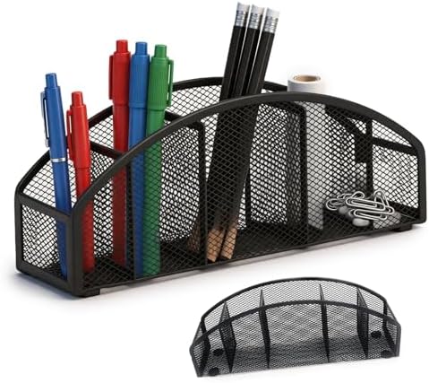 5-Compartment Metal Desk Organizer, Mesh Pen Holder for Office Supplies & Cosmetics by Unknown