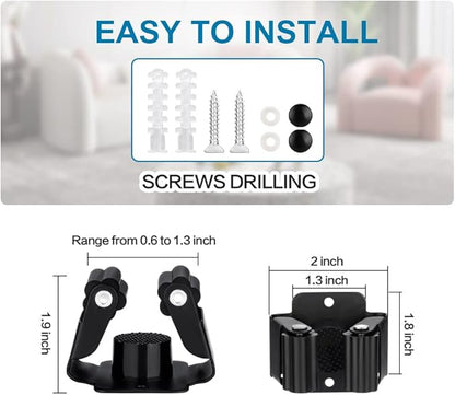 JAMEND CLXP 12PCS Broom and Mop Holder, Heavy Duty Garden Tool Organizer Rack Rake and Shovel Handle, Stainless Steel Mop Hanger. Wall Mounted with Screws.Matte Black