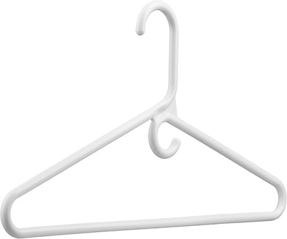 DEILSY™ Heavy Duty Plastic Hangers 50 Pack - Extra Heavy Duty Hangers for Clothes, Thick White Plastic Hangers, Strong Clothes Hangers with Hook for Scarves & Belts