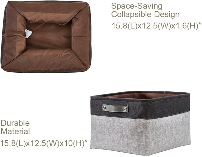 DECOMOMO Storage Bins, Extra Large Fabric Storage Baskets for Shelves, Decorative Linen Closet Organizer, 15.8 x 12.5 x 10 inches (Grey & Black, 3 Pack)