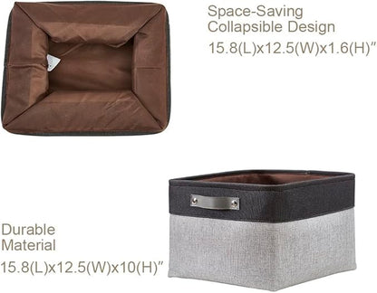 DECOMOMO Storage Bins, Extra Large Fabric Storage Baskets for Shelves, Decorative Linen Closet Organizer, 15.8 x 12.5 x 10 inches (Grey & Black, 3 Pack)