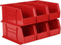 Hudson Exchange 11" x 5-1/2" x 5" (6 Pack) Plastic Stackable Storage Bin and Hanging Container, Red