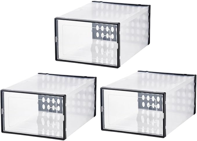 TIDTALEO Shoe Storage Boxes 3pcs 34X15.5X24Cm Plastic Shoe Organizer Dustproof Moisture Resistant for High-Top Sneakers and Boots Home Closet