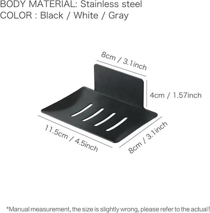 Shower soap Dish, Nail-Free Tray, Metal soap Holder, Stainless Steel soap Holder, Black, Soap Dish for Shower wall (Black)