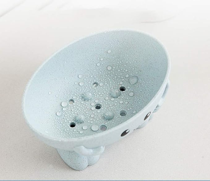 Soap Holder, Cartoon Lovely Soap Box for Bathroom and Kitchen Bathtub Sink Anti-Slip Design Soap Case Cute Soap Dish (Green)