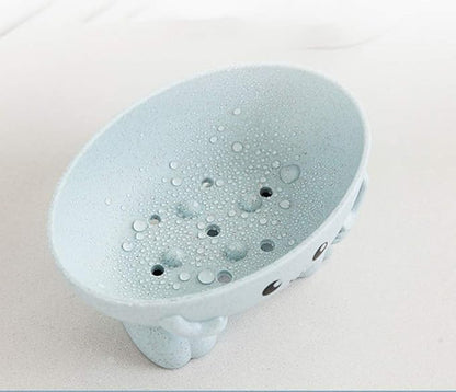 Soap Holder, Cartoon Lovely Soap Box for Bathroom and Kitchen Bathtub Sink Anti-Slip Design Soap Case Cute Soap Dish (Blue)