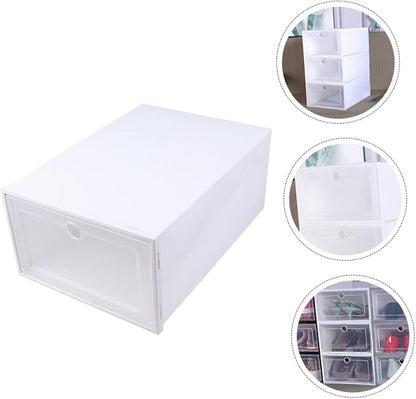 6pcs Transparent Stackable Shoes Box with Drawer Design Breathable Plastic Shoe Storage Container for Men Dustproof Organizer with Window for Closet and Cabinet