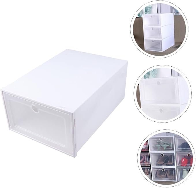 Mobestech 6pcs Transparent Stackable Shoe Boxes Space Saving Organizer for Closet Entryway Dustproof Plastic Storage Case