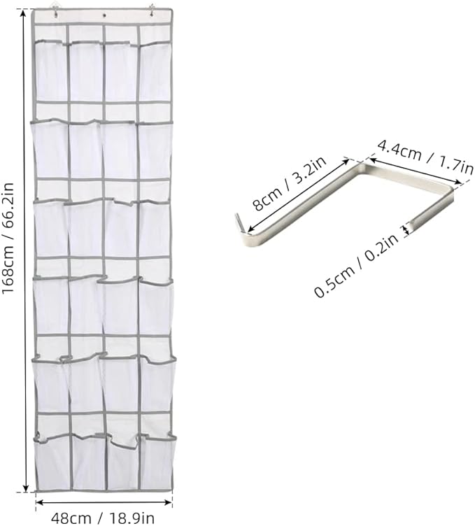 HURRISE 2Pcs 24 Large Pockets Over The Door Shoe Organizer, Hanging Shoe Organizer Holds Up to 40 lbs with 24 Mesh Large Pockets Door Shoe Rack Organizer for Door Mesh Closet Shoe Holder Hanger