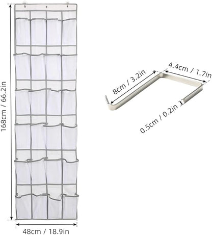 HURRISE 2Pcs 24 Large Pockets Over The Door Shoe Organizer, Hanging Shoe Organizer Holds Up to 40 lbs with 24 Mesh Large Pockets Door Shoe Rack Organizer for Door Mesh Closet Shoe Holder Hanger