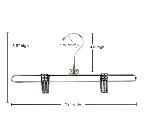 NAHANCO Metal Skirt/Pant Hanger with Standard Hook - 12" (Pack of 25)