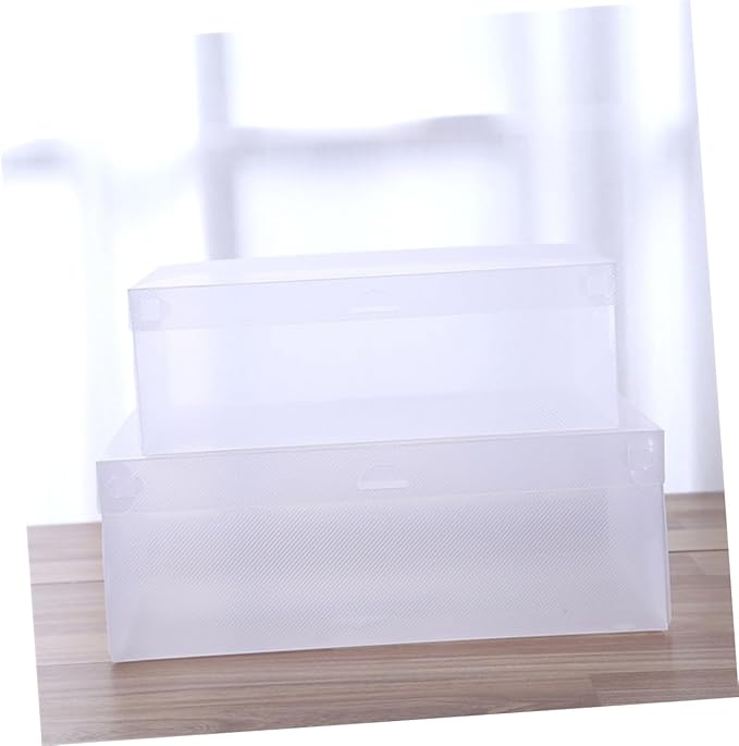6Pcs Shoe Storage Boxes with Flip Lid, Plastic Shoe Containers 28X18X10Cm Medium White for Home Dustproof Organization