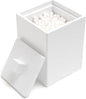 Bathroom Qtip Holder, Resin Cotton Swab Holder with Lid Qtip Holder Dispenser for Cotton Ball Bath Salts Storage Christmas Birthday Anniversary, Matte White