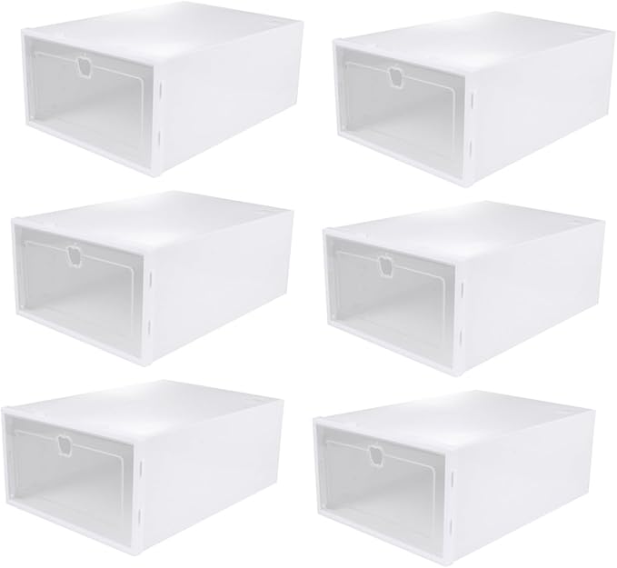 6pcs Transparent Shoe Box Organizer Thickened Drawer Style Storage Container for High Heels Sneakers Boots Material Scratch Design for Quick Access and Visibility