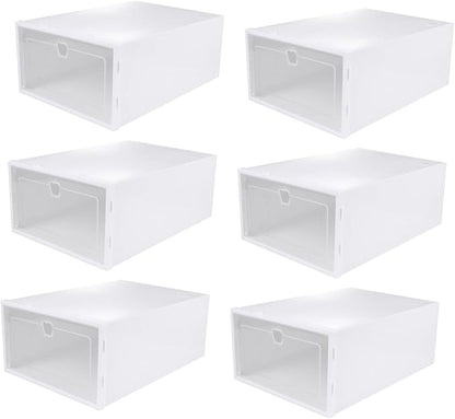 6pcs Transparent Shoe Box Organizer Thickened Drawer Style Storage Container for High Heels Sneakers Boots Material Scratch Design for Quick Access and Visibility
