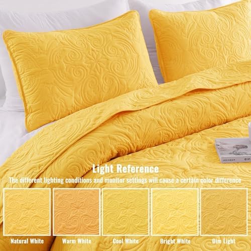 Exclusivo Mezcla 3 Piece California King Quilt Bedding Set, Yellow - Image 3