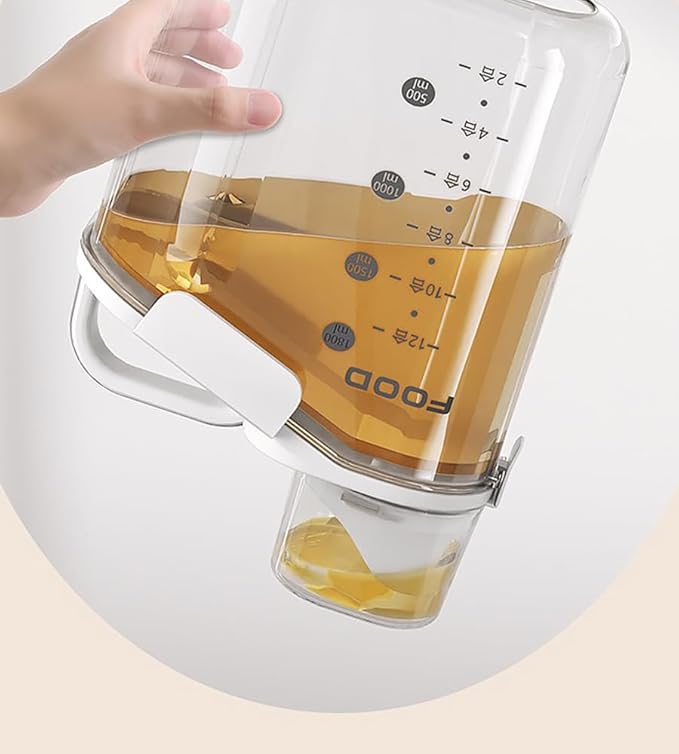Rice container storage tank, kitchen storage container, sealed food storage, sealed design measuring cup. With pouring port, suitable for oatmeal, grains, rice, flour (blue, 2800ML)