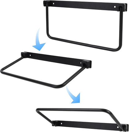 Cyrank Wall Mounted Shoe Storage Rack, Foldable RV Shoe Rack Space Saving Hanging Organizer Aluminum Alloy in Camping RV Travel (Black)