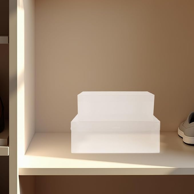 Gadpiparty 6pcs Large Dustproof Shoe Boxes 33x20x12cm White Plastic Shoe Storage Containers with Flip-top Lid for Home Closet Organization