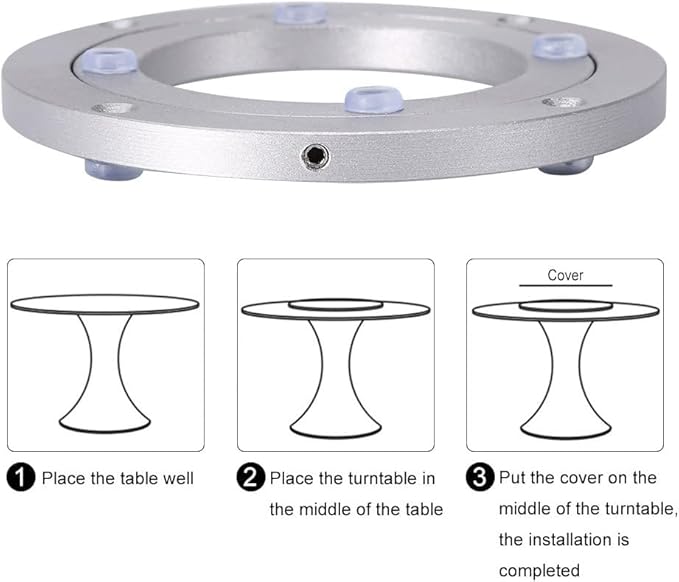 Lazy Susan Bearing, Lazy Susan Hardware Turntable Bearing Lazy Susan Parts Heavy Duty Aluminium Alloy Rotating Bearing Plate Turntable Round Dining Table (8 inches*H8.5MM)