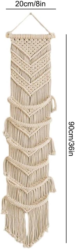 Macrame Cap Holder, Boho Hats Organizer for Baseball Caps, Hand Woven Hats Display Organizer Over Door, Hat Rack for Wall Home Hanging Decoration (Beige 35in)