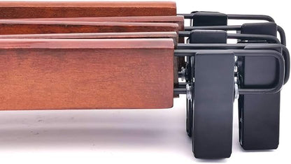 Wooden Pants Hangers Finish with Metal Clips Natural Wood Hanger for Skirts Slacks,One Pack of 5 (Walnut)