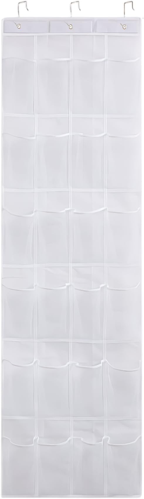 Shoe Hanger for Door 24 Mesh Pocket over the Door Shoe Organizer Space Saving Hanging Storage Holder with Hooks 64x19 Inch White